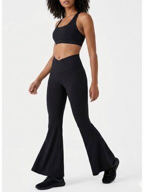 Offline By Aerie Womena Real Me Super Flare Hi-Rise Black Leggings Size M